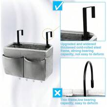 Bedside Storage Organizer 5 Pockets With 4 Hooks Hanging Storage Bag For Headboards/Bunk Bed (Grey)