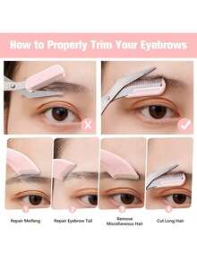 2件套修眉器套装，不锈钢弯头修眉刀，带梳子，适合任何肤质的美容工具，男女通用，价格实惠，可作为圣诞礼物、化妆品、化妆工具等。