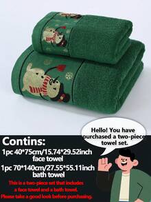 1 件圣诞可爱鹿刺绣柔软吸水不脱落浴巾，适合情侣、家庭、浴室、泳池、酒店、礼物、成人高档速干头发/脸巾 - 多色 - 查看 10