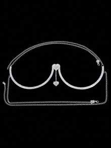 A New European And American Fashion Chest Accessory, Women's Double Heart Pendant, Rhinestone Chest Support, Sexy Body Chain,New Best-Selling Accessory: Women's Double Heart Pendant Diamond Body Chain,"European And American Fashion Crystal Heart-Shaped Bra Inserts, Sexy Heart-Shaped Chest Accessories For Performances And Body Chains, Diamond-Encrusted Chest Decorations