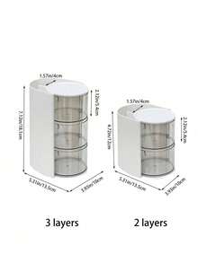 1个旋转抽屉式化妆品收纳盒，塑料隔层化妆品整理盒，小巧桌面旅行化妆盒，适合存放化妆海绵、刷子、发夹等，是海滩、浴室、卧室的理想之选，大容量 - 彩色 - 查看 10