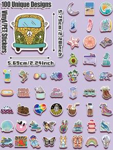 100 件可爱日常装饰主题乙烯基 2D 平面贴纸包，不重复，精致装饰，可移除贴花，无残留，非常适合返校季礼物、班级奖励、圣诞节、万圣节礼物、节日礼物、派对和家居装饰、生日礼物、笔记本电脑、汽车行李箱、滑板车手册、杯子、平板电脑、笔记本、水瓶、手机壳，高分辨率打印，色彩鲜艳，适合学生、青少年、办公室工作人员的有趣礼物 - 預設 - 查看 4