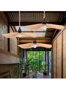 1 pieza Pantalla de lámpara colgante tejida, lámpara colgante simple de mano tejida de manera natural, pantalla de lámpara colgante de ratán para techo, lámpara colgante de granja creativa, lámpara colgante de araña de ratán