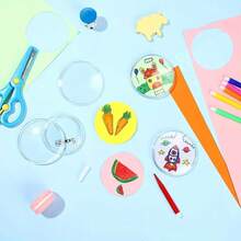 5/10/15/30pcs-DIY Badges Kit Button,Pins Clear Acrylic Design,Transparent Button Pins,Clamshell Button Pin Badges, Campus Name Display Frame, Photo Buttons For Crafts Supplies, Festivals Decorate Craft Supplies,Mini Clothing Crafts Transparent Pin, DIY Photo Button Make Your Own Button, Button Making Supplies - Multicolor - View 3