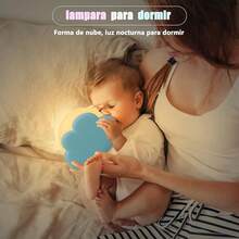 Luz de noche para niños, lampara de noche recargables, night light LED portátil regulable, luz nocturna para dormitorios de niñas y niños, Grandes opciones de regalo para niños y bebés, rosa - Azul - Ver 4