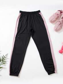 3 件套女士运动套装，拉链拼接连帽衫和哈伦裤，户外跑步健身健身房服装 - 紫色 - 查看 4