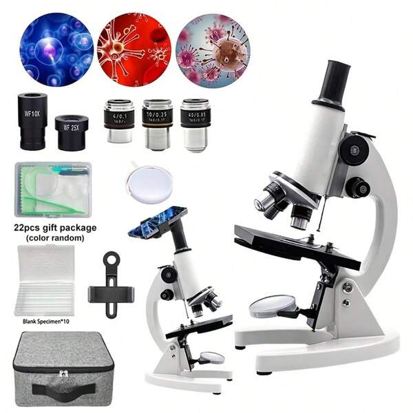 40X-1000X Magnification Binocular Optical Microscope With Coarse & Fine Adjustment Knobs, Includes Wide-Angle Eyepieces, Suitable For School Teaching And Beginners, Great Educational Gift For Christmas And Back To School Season