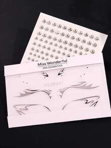 165pcs/Set 3-6mm Silver Plated Acrylic Futuristic Fake Nose Rings, Lip Studs, Temporary Body Jewelry, Face Stickers, Unisex Party Accessories - Multicolor - View 3