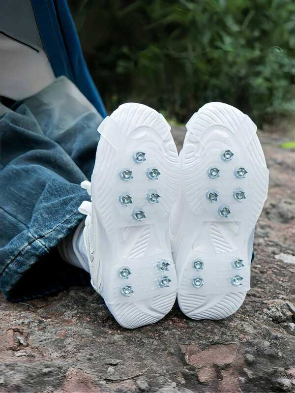 1 Par de Cobre-Sapatos Anti-Derrapantes, Grampos para Neve, Espigões para Sapatos de Inverno para Uso Externo, Crampões de Tração para Escalada na Neve