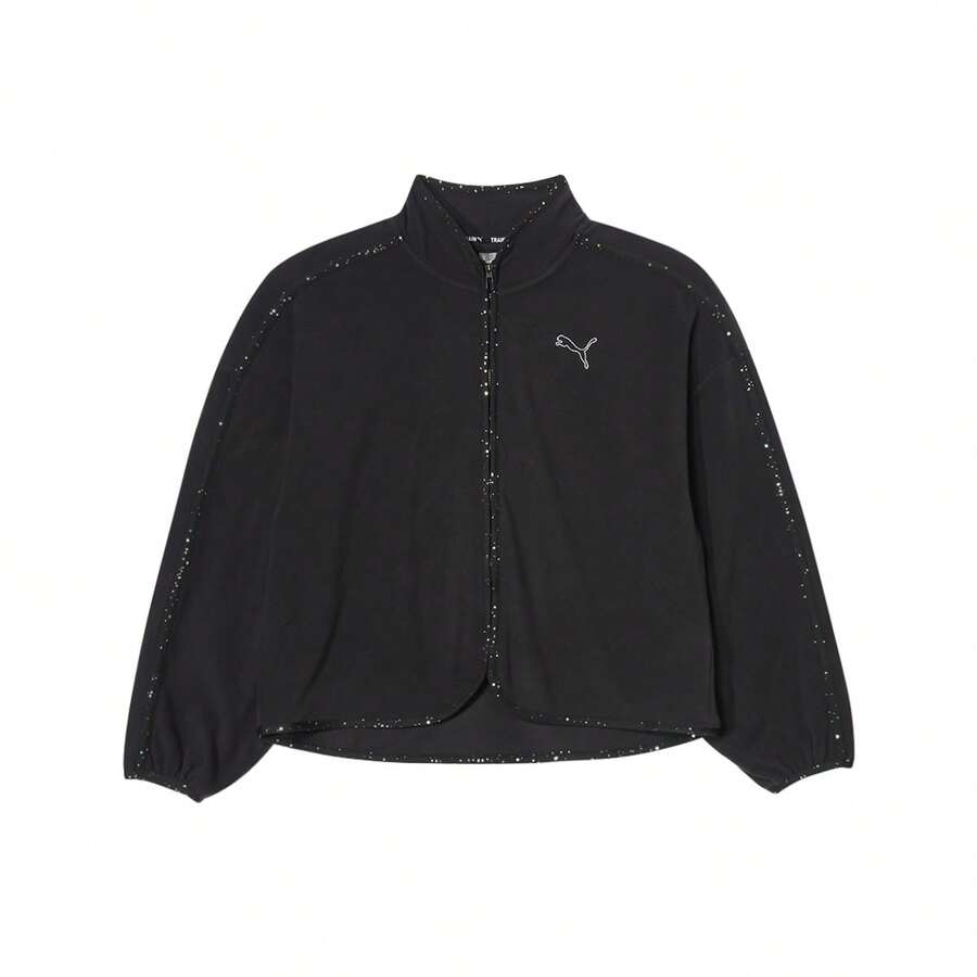 Puma 女式休闲宽松立领拉链羊毛夹克，52580201 - 黑色 - 查看 1