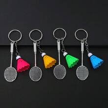 Cross-Border Badminton Pendant Keychain Simulation Mini Badminton Racket Key Ring Backpack Pendant Sports Gift