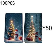 1 set/2 pièces/100 pièces Serviettes de cuisine et lavettes imprimées avec motif d'arbre de Noël, convient pour la décoration intérieure des restaurants, cuisines, salles de bain, décoration de fête, cadeaux de Noël