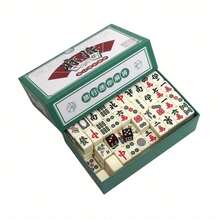 正宗迷你麻将套装，便携式麻将游戏，旅行麻将，盒装棋盘游戏，适合家庭娱乐和户外休闲，互动游戏，派对游戏，节日游戏，创意小礼物，旅行游戏，万圣节、圣诞节、生日、情人节礼物的理想选择 - 彩色 - 查看 10