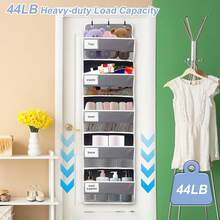 1 Pack Over The Door Storage Organizer With 5 Pockets 10 Mesh Side Pockets, 44 Lbs Weight Capacity Door Hanging Organizers And Storage For Bedroom, Bathroom, Pantry, Dorm - 米色 - 查看 8