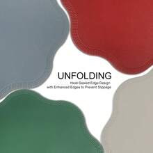 ABKOK 4 pièces Set de sets de table en forme de fleur de Noël en PU antidérapant, options de couleur rouge/bleu/vert/argent, imperméable et résistant à l'huile, convient pour Noël, Nouvel An, réunions de famille