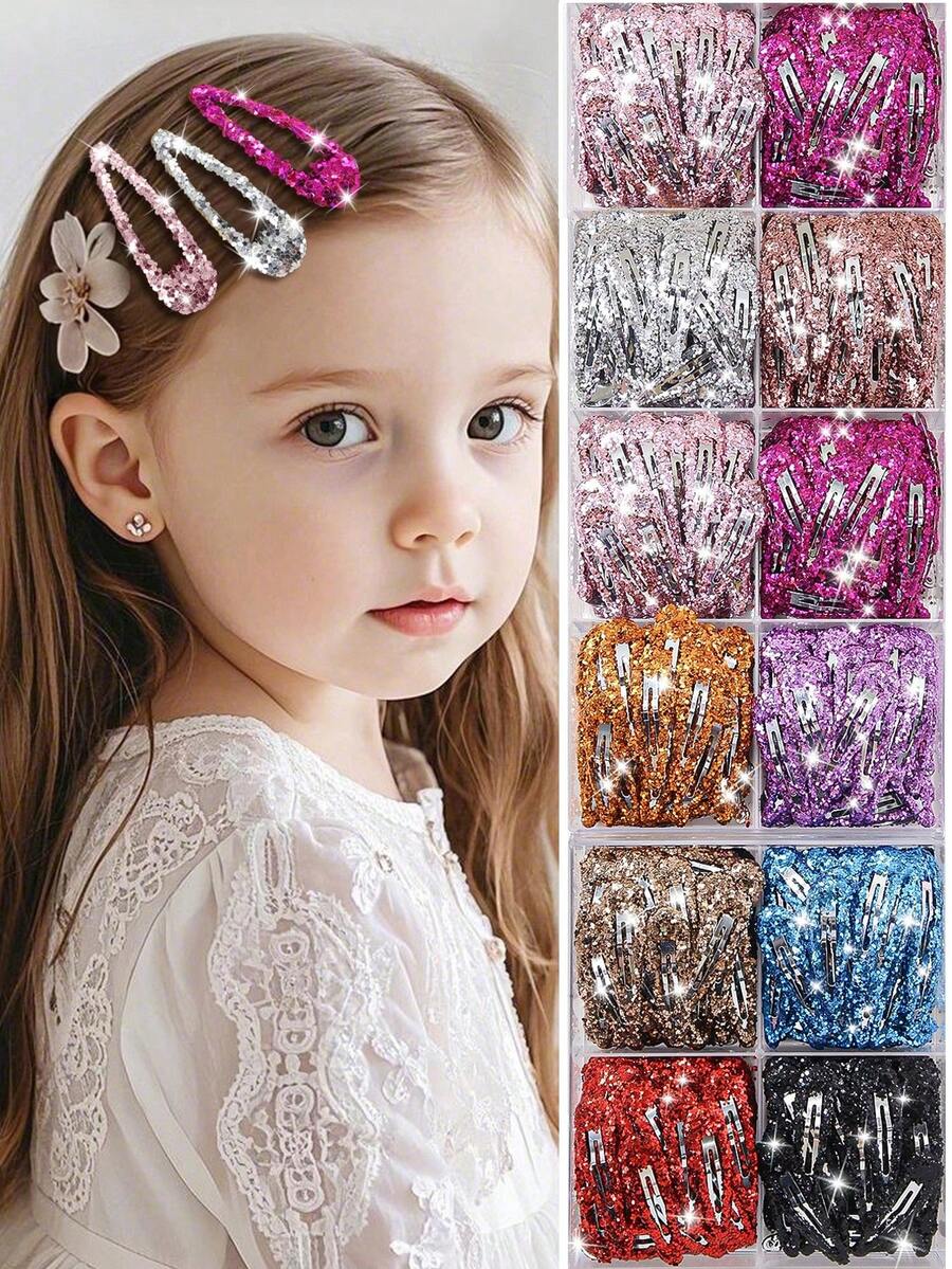 30 Stücke/Set bunte glitzernde Wassertropfen Design Haarspangen für Baby Mädchen, süße Prinzessin Haaraccessoires geeignet für den täglichen Gebrauch
