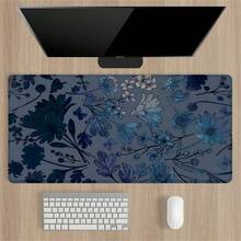 Blue Flower Mouse Pad Aesthetic Design Large Desk Mat With Nature Non-Slip Rubber Base Stitched Edges Desk Pad Keyboard Pad 35.4X15.7in, For Work Game Office Home Woman Friend Gifts Back To School - 80*30*0.2cm - Xem 2