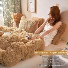 Plush Shaggy Duvet Cover Set, Ultra Soft Fluffy Bedding Sets 3 Pieces (1 Fuzzy Comforter Cover + 2 Pillow Cases), Zipper Close (, Pink), Luxury Bedding - 駝色 - 查看 3