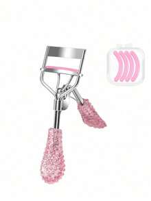 1 pieza Rizador de pestañas de color macaron + 4 almohadillas de goma (en caja), almohadillas de goma de repuesto, mango de acero inoxidable, herramienta de rizado de pestañas para maquillaje, asistente de pestañas postizas, herramienta de maquillaje de ángulo amplio, textura suave, estilo duradero, sensación cómoda, adecuado para el hogar, viajes y desplazamientos, se puede regalar, herramienta de belleza, maquillaje, barato, decoración de habitaciones, tocador, viajes, dormitorio, accesorios de maquillaje, rizador de pestañas