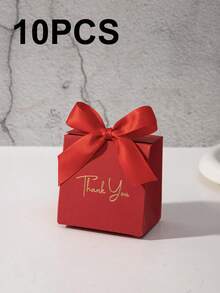 5/10 piezas Cajas de regalo mini, cajas de papel de especialidad de unicolor con texto "Gracias" en dorado, decoradas con cinta de satén y lazo. Adecuado para contener dulces, aperitivos, chocolates y pequeños regalos de Navidad. También aplicable para bodas, fiestas, celebraciones de cumpleaños y decoraciones navideñas. - caja de gracias - Ver 18