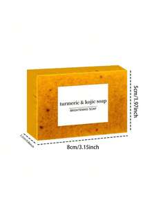 2/1pc Turmeric & Kojic Soap, Lemon Turmeric & Kojic Acid Brightening Soap, Natural Organic Turmeric Face & Bath Soap Bar For Face & Body, Deep Cleansing & Smoothing Skin