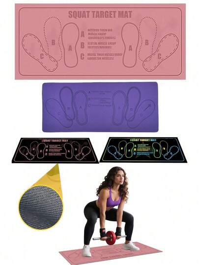 1 件深蹲辅助垫，适用于深蹲、腿部和腹部锻炼、深蹲引导垫、深蹲位置标记、护膝、轻便便携、男女通用、普拉提深蹲健身硅藻土地垫（带脚印）、防尘耐用运动垫