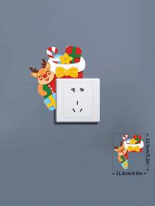 1PC Santa Claus And Gift Switch Sticker, Creative Home Wall Switch Decoration Sticker, Christmas Atmosphere Decoration, Suitable For Living Room, Bedroom, Dining Room, Holiday Decoration