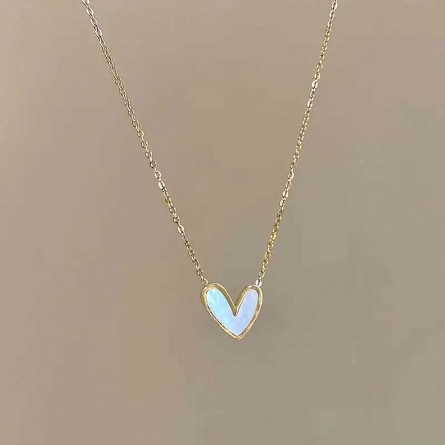 1 Piece Women's Minimalist Gold Heart Necklace - Irregular Water Drop Shape With Rainbow Gloss, Exquisite Chain Suitable For Daily And Special Occasions, Versatile Jewelry Gift, Elegant Accessory, Handmade Style - Vàng - Xem 1