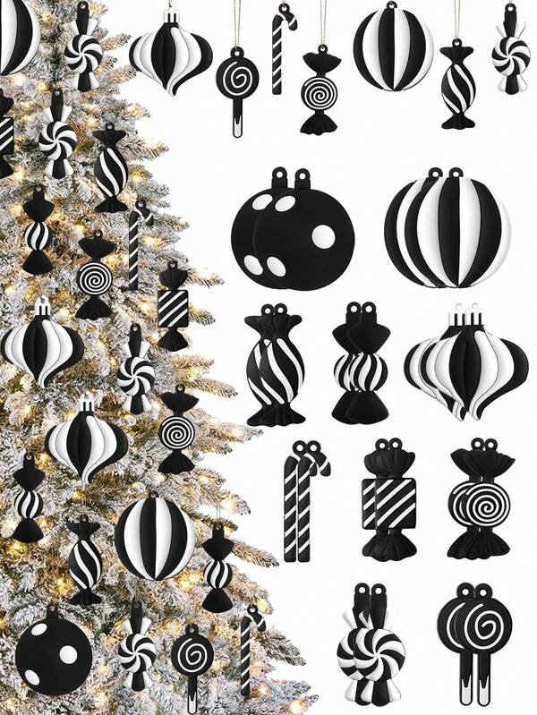 10/20 Pcs Christmas Tree Ornaments PVC Xmas Black Candy Cane Lollipop Ornament Christmas Hanging Decors Birthday Party Decoration Crafts For Holiday Xmas Tree Party,Christmas Tree,Santa Claus,Christmas Decorations,Gingerbread House,Christmas Gifts Christmas Tree Hangings,Christmas Gifts
