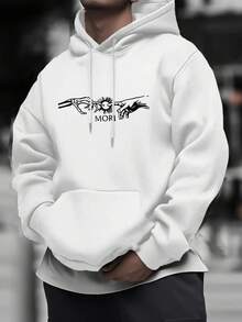 Estilo de  Oscura, Sudadera con Capucha para Hombre con Estampado de Patrón de Elemento Visual Único y Misterioso - Blanco - Ver 2