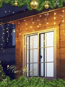 4m/6m/12m Icicle Lights, LED Curtain Lights, Christmas Wreath, Outdoor Birthday New Year Garden Party Patio Wedding Holiday Patio Decor - EU C Type Plug(220-240V) - View 8