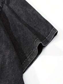 2026 Women's ClothesMen's Retro Loose T-Shirt - Washed Black With Pink Miami Pattern Print, Soft Crew Neck Casual Street Style, All-Season Comfortable Machine Washable Nostalgic Style Short Sleeve - Unisex Plus Size TopLoose And Comfortablesummer Shirts - 黑色 - 查看 4