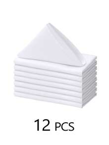 6/10/12/24/50pcs White Cloth Napkins, Size 14*14/17*17/20*20 Inches, Washable, 100% Polyester Fabric, Hemmed, Suitable For Hotels, Restaurants, Parties, Weddings And More Occasions.