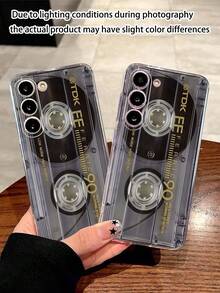 1个卡带/唱片透明软手机壳，兼容三星Galaxy A04e/12/A13/A14/A34/A50/A52/A53/A54/S21/S22/S23/S24/S25/S25 Ultra，2D图案设计 - 無色 - 查看 2