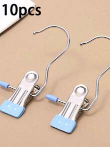 10pcs High-Quality Stainless Steel Clothing Clips, Adjustable Metal Pants Hanger And Clips, Portable Hanging Clothing Clips, Suitable For Home Space Storage And Organization, Suitable For Bedrooms, Wardrobes, Lockers, Homes, Dormitories, Clips For Pants And Skirts, Socks, Underwear, Tops And Other Clothes