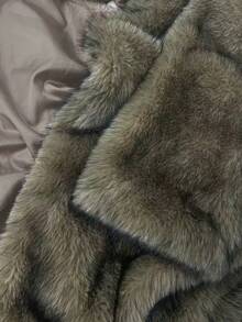 Abrigo largo y holgado con capucha de piel sintética para hombre, ropa de abrigo de invierno, otoño - Marrón - Ver 3