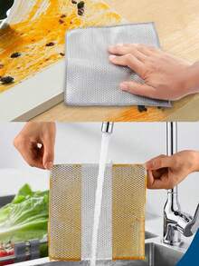 1/3/5/10pcs Magic Cleaning Cloth Thickened Double -Sided Metal Steel Wire Rags Kitchen Dish Pot Washdishing Cloths Towel Clean Tools,Metal Wire Cloth - Double-Sided Reusable Cleaning Cloth, Suitable For Tableware, Cookware, Kitchen And Bathroom Sinks, And Commercial Cleaning.