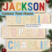 1 pieza Rompecabezas de madera personalizable con nombre, de 1 a 10 letras, 4 opciones de color, recuerdo educativo de crecimiento para que los niños aprendan letras y colores a través del juego - SXP4S-07-W-Y1 - Ver 4