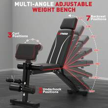 GIKPAL 7 Positions Adjustable Weight Bench With Extended Headrest & Preacher Curl, Foldable Workout Bench Weight Bench For Home Gym Full Body Strength Training, Support Up To 800lbs - Straw Mat Twill Surface - View 6