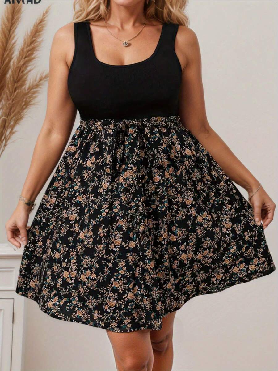 Women's Floral Print Dress Summer Sleeveless Off-Shoulder Maxi Dress Casual Split Chiffon Elegant Ladies Plus Size Boho Dress