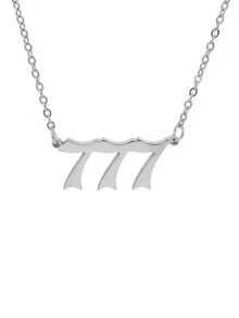 1條不鏽鋼幸運數字項鍊,歐美簡約款18k鈦鋼111-999數字掛墜項鍊,男女情侶配飾 - 銀色 - 查看 12