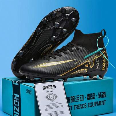 Superfly FG Football Boots Outdoor Soccer Cleat Black Shoes Soft Sport Professional Shoes Breathable Comfortable Boots Plus Size