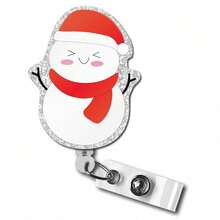 1 Christmas Snowman, Reindeer, Snowflake Retractable Badge Clip, With Metal Clip Scroll ID Card Badge Hanging Rope Tag Keychain Card, Suitable For Office, Student, Christmas Decoration Party Gifts, Christmas