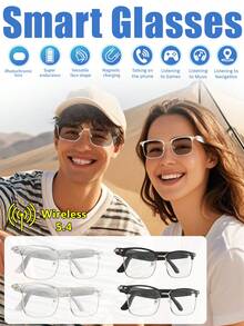 1pc Smart Glasses New Wireless Headset Black Technology Men And Women Outdoor Cycling Sports Navigation Voice Listening To Music Call Voice Assistant Wake Up Remote Control Photo Apple Android Phone Universal Anti-Ultraviolet Sun Sunglasses Lens Automatic Color Change Suitable For A Variety Of Face Shapes