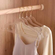 5/10 piezas Perchas de acrílico transparente Perchas de plástico con brillo Perchas para trajes antideslizantes y ahorradoras de espacio Perchas de ropa resistentes con muescas antideslizantes Perchas de ropa transparentes de plástico para armarios de adultos, perchas de lavandería ahorradoras de espacio para vestidos y trajes