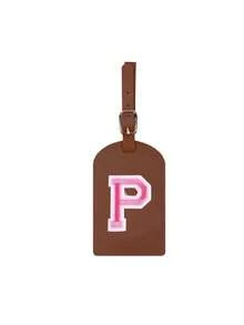 1 Etichetta per bagaglio con iniziale approvata TSA, con ricamo a lettera rosa su asciugamano, etichetta per bagaglio in pelle PU personalizzata con lettera da A a Z e scheda aziendale con pellicola protettiva, etichetta da viaggio bianca e carina a forma di lettera per uomo e donna, accessori da viaggio come zaino, borsa da palestra, bagaglio, essenziali per il ritorno a scuola