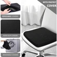 Double-Layer Gel Seat Cushion For Pressure Relief - Extra Thick & Breathable Chair Pad For Office Chair, Wheelchair, And Car Seat - 2-黑色 - 查看 3