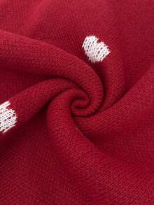 秋冬女装情人节可爱休闲心形图案宽松时尚圆领长袖毛衣，基本款毛衣，商务休闲女装，秋季上衣，秋季毛衣，女士冬装，女士秋冬装，秋季服装 - 紅色 - 查看 8