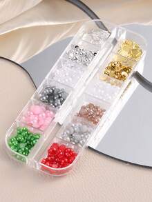 3D Christmas Series Pearl Christmas Nail Art Decorations Colorful Half Round Beads Nail Jewelry Autumn And Winter Christmas DIY Resin Rhinestones Manicure Accessories