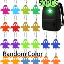 50pcs Colorful Glow-In-The-Dark Ghost Hanging Decorations - Neon Reflective Keychains With Chain, Halloween Party, Horror Packaging Decor, Durable PVC Spheres, Suitable For Masquerade, Backpacks, No Power Needed To Glow Under Black Light, Halloween Props, Backpack Accessories, Phone Decor, Fun Design, Chain Keychains, Halloween, Halloween Decorative Pendants